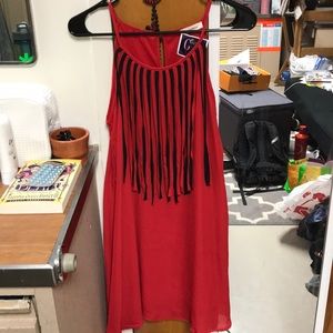 Red and Black fringe dress